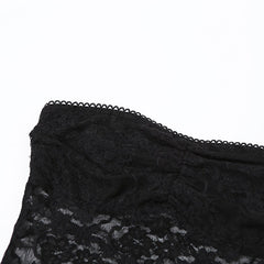 Strapless Sheer Lace Bustier Top with Draped Tails