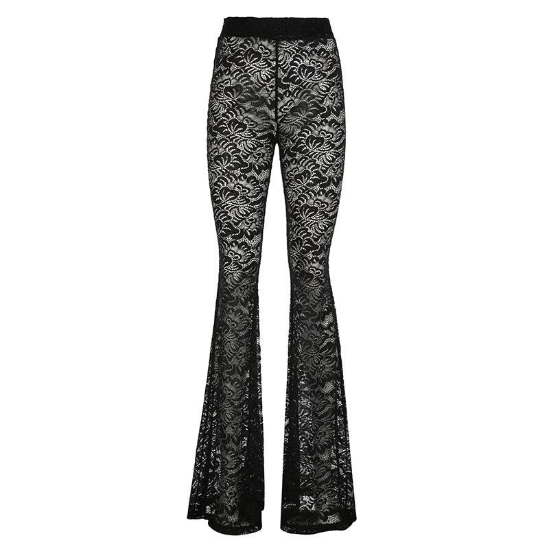 Gothic Lace High-Waisted Flare Pants