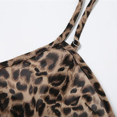 Leopard Print Halter V-Neck Top