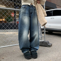 Vintage Wash Wide-Leg Jeans