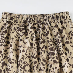 Falda larga con estampado de leopardo y volantes estilo bohemio