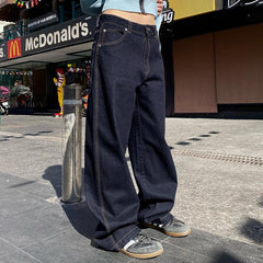 Baggy Denim Jeans with Back Pocket Lettering