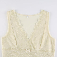 Lace V-Neck Ruched Cami Top