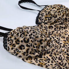 Top de tirantes con encaje y estampado de leopardo