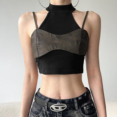 Double Layer Halter Crop Top