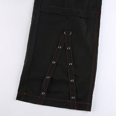 Punk-Inspired Chain Cargo Pants with Straps