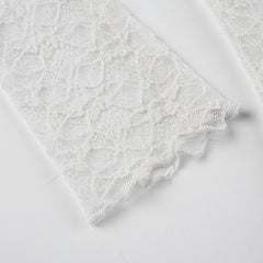 Elegant Asymmetrical Lace Top with Bow Detail