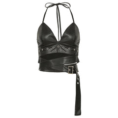 Strappy Faux Leather Two-Piece Set