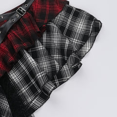 Gothic Plaid Asymmetrical Layered Skirt