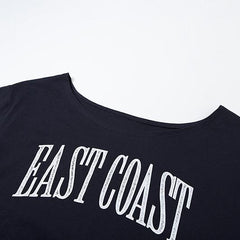 Oversized "East Coast" Off-Shoulder T-Shirt