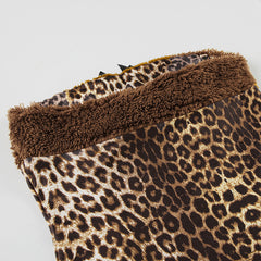 Leopard Print Faux Fur Strapless Top